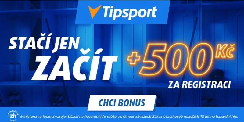 Tipsport – registrační bonus 500 Kč do hry